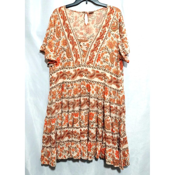 Bila Womens XXL Midi Dress Boho Floral Paisley Flowy Cottagecore Keyhole Back - Picture 1 of 12